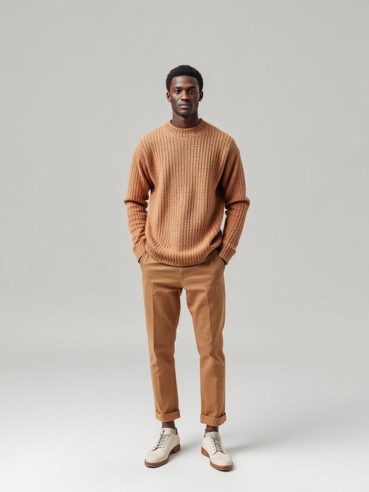 Camel Waffle Knit Long Sleeve