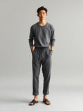 Charcoal Drawstring Linen Trousers