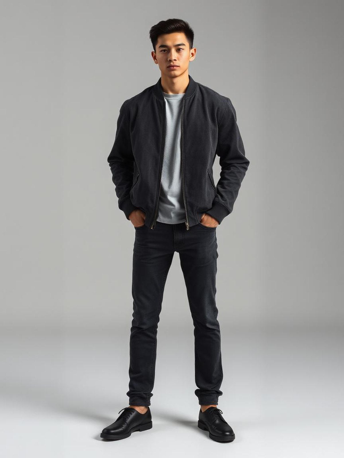 Charcoal Faux Suede Bomber Jacket