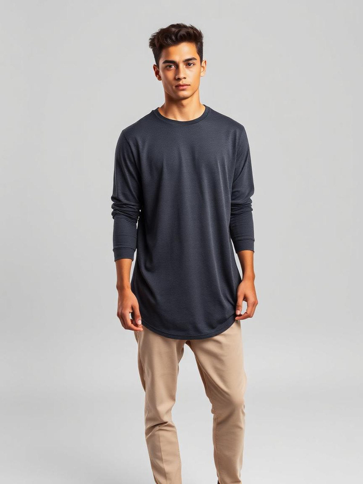 Charcoal Jersey Longline Tee — Charcoal