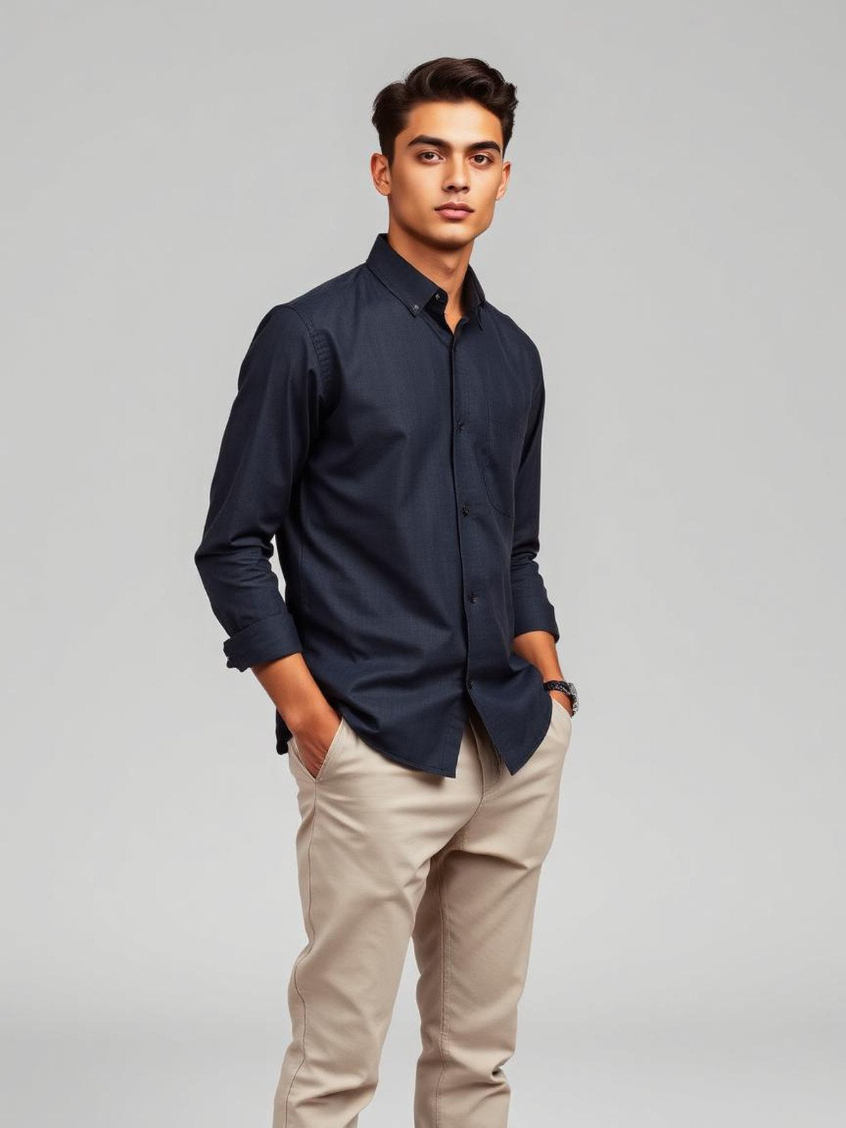 Charcoal Slim Fit Poplin Shirt — Charcoal