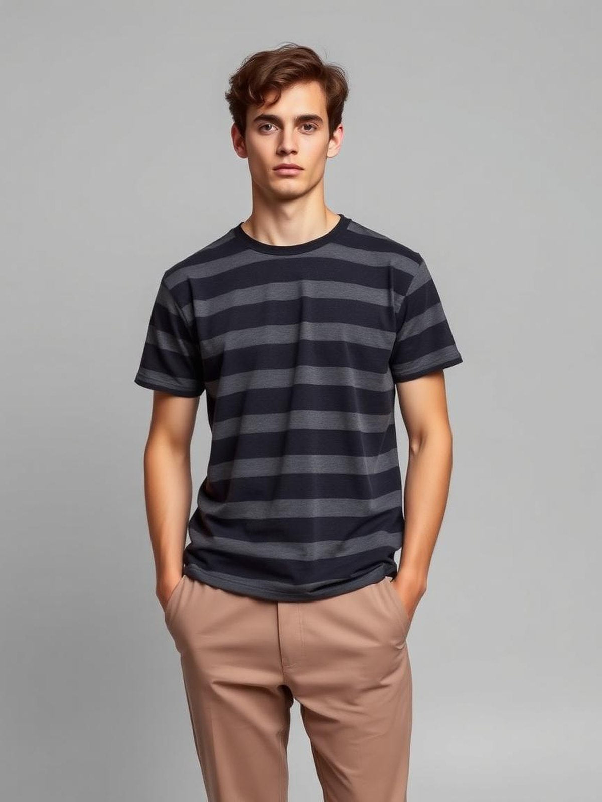 Charcoal Striped Breton Tee — Charcoal