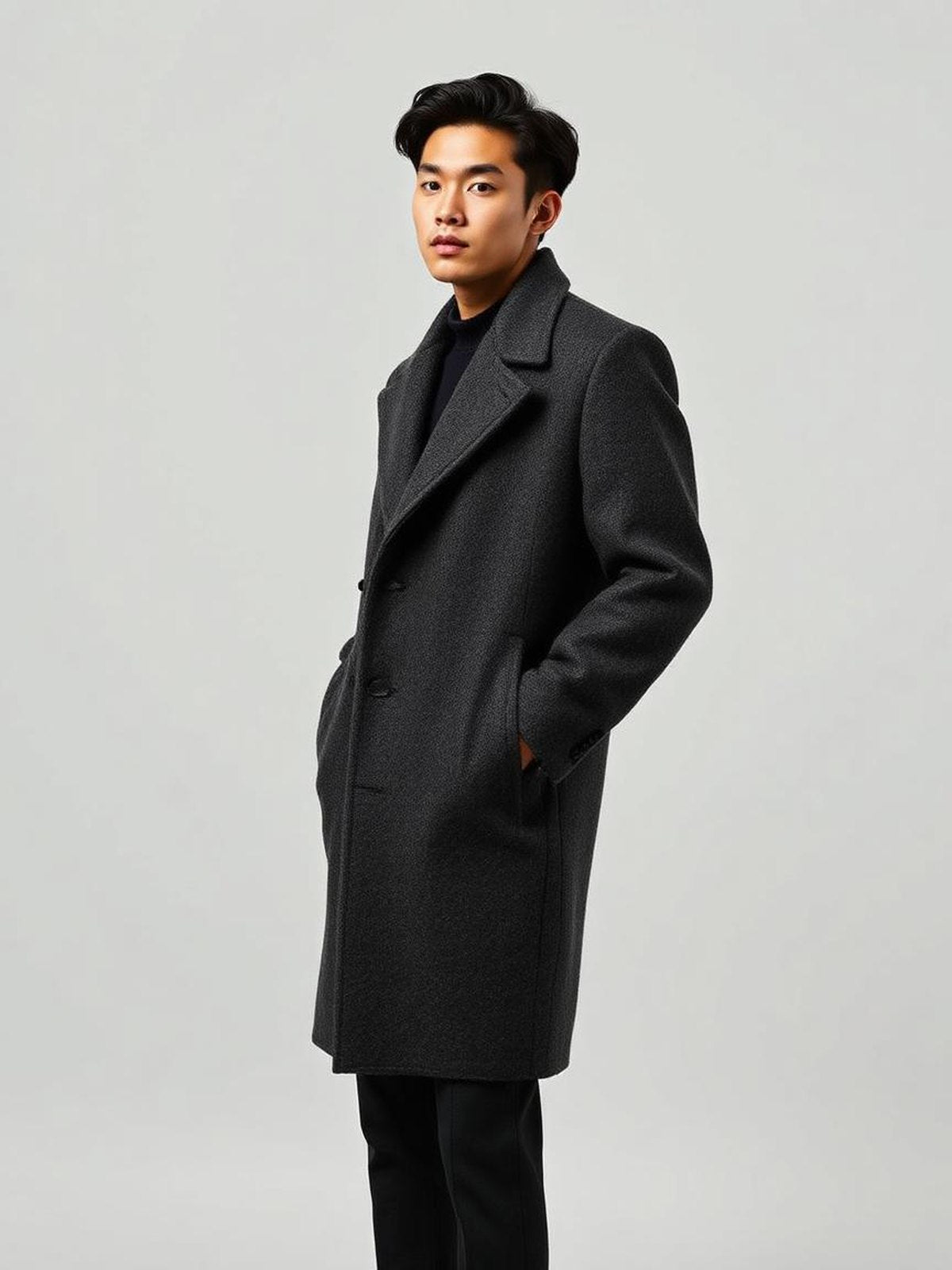 Charcoal Wool Blend Overcoat
