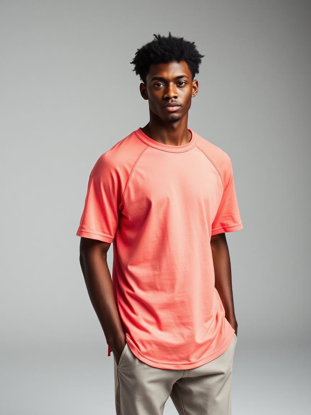 Coral Raglan Baseball Tee