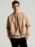 Cream Faux Suede Bomber Jacket