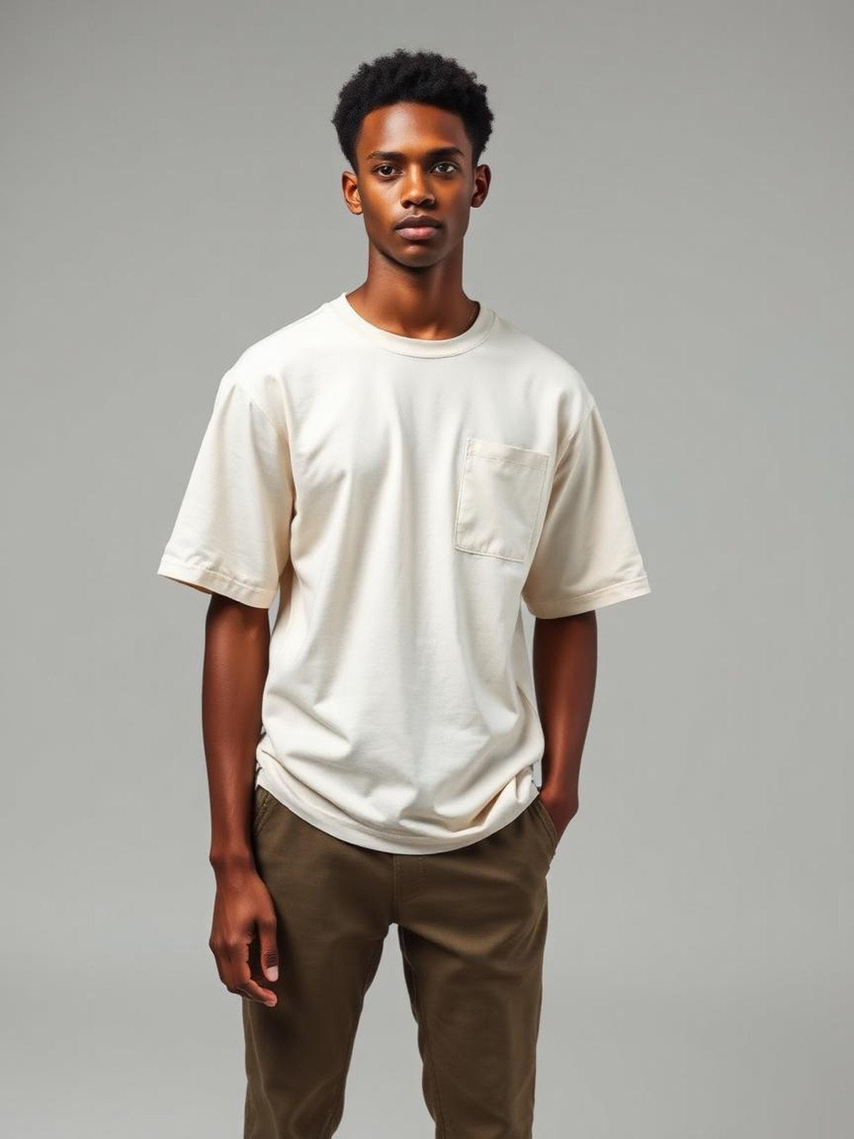 Cream Heavyweight Pocket Tee