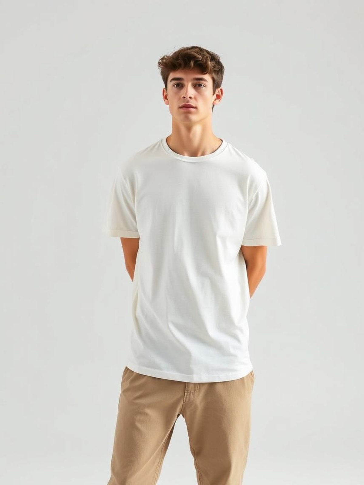 Cream Slub Crew Neck Tee