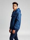 Denim Blue Hooded Puffer Jacket