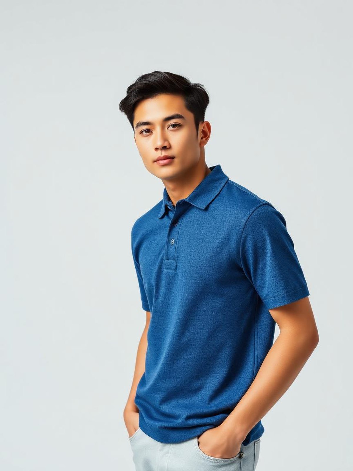 Denim Blue Pique Polo Shirt