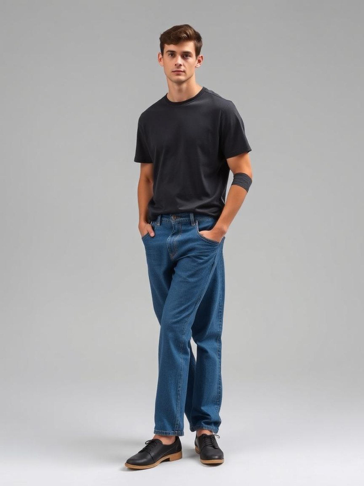 Denim Blue Relaxed Tapered Trousers