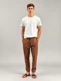 Drawstring Linen Trousers — Brown