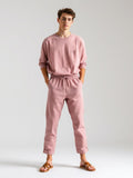 Dusty Pink Drawstring Linen Trousers