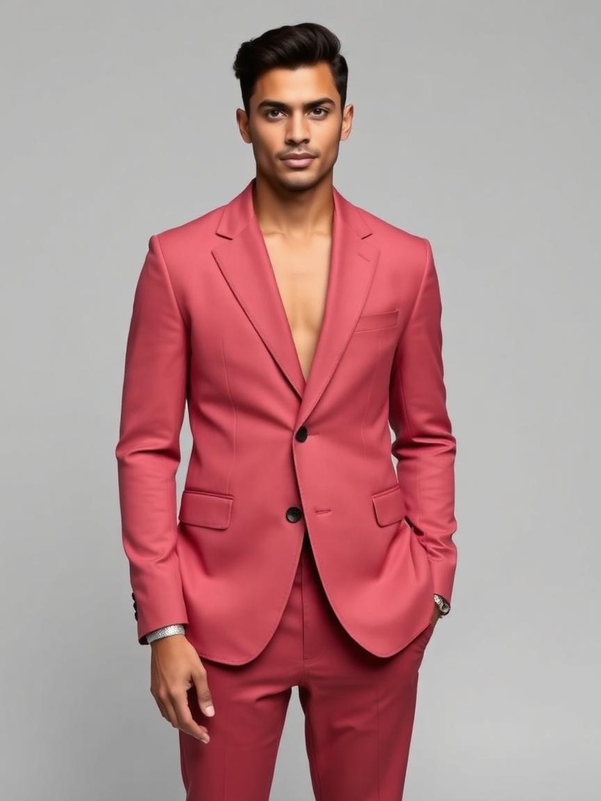 Dusty Pink Single Breasted Suit Blazer