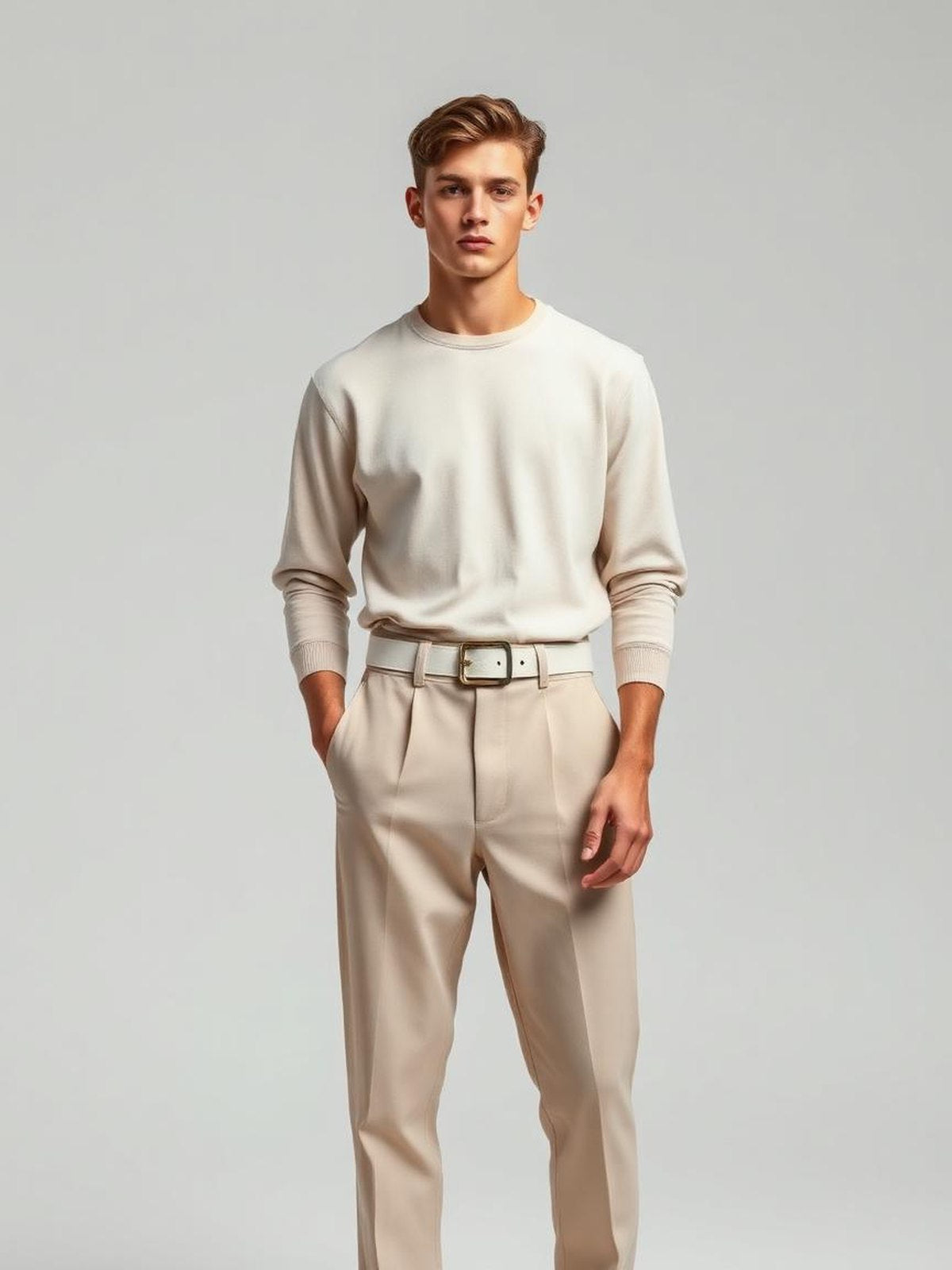 Ecru Leather Belt — Ecru