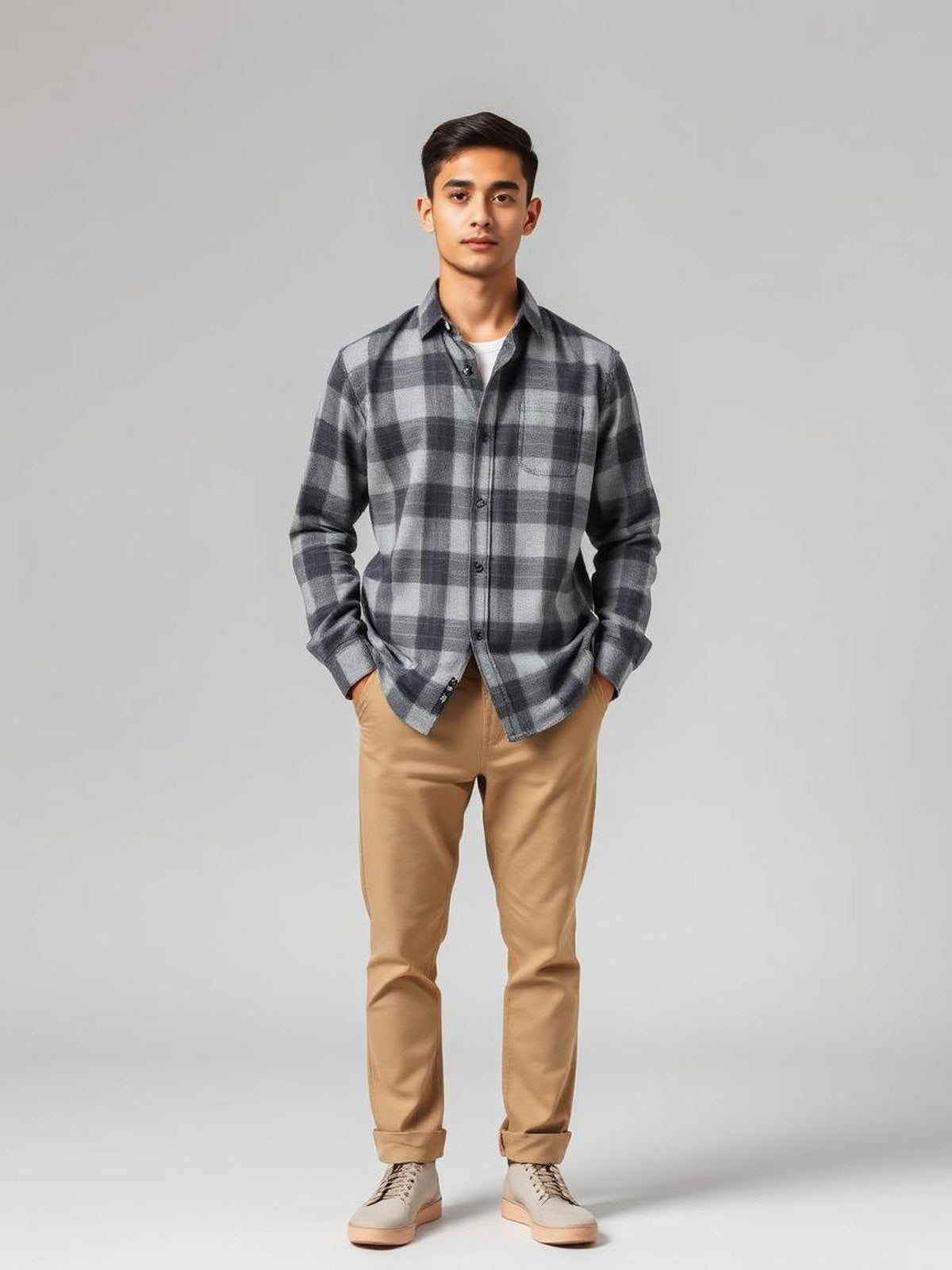 Flannel Check Shirt — Grey