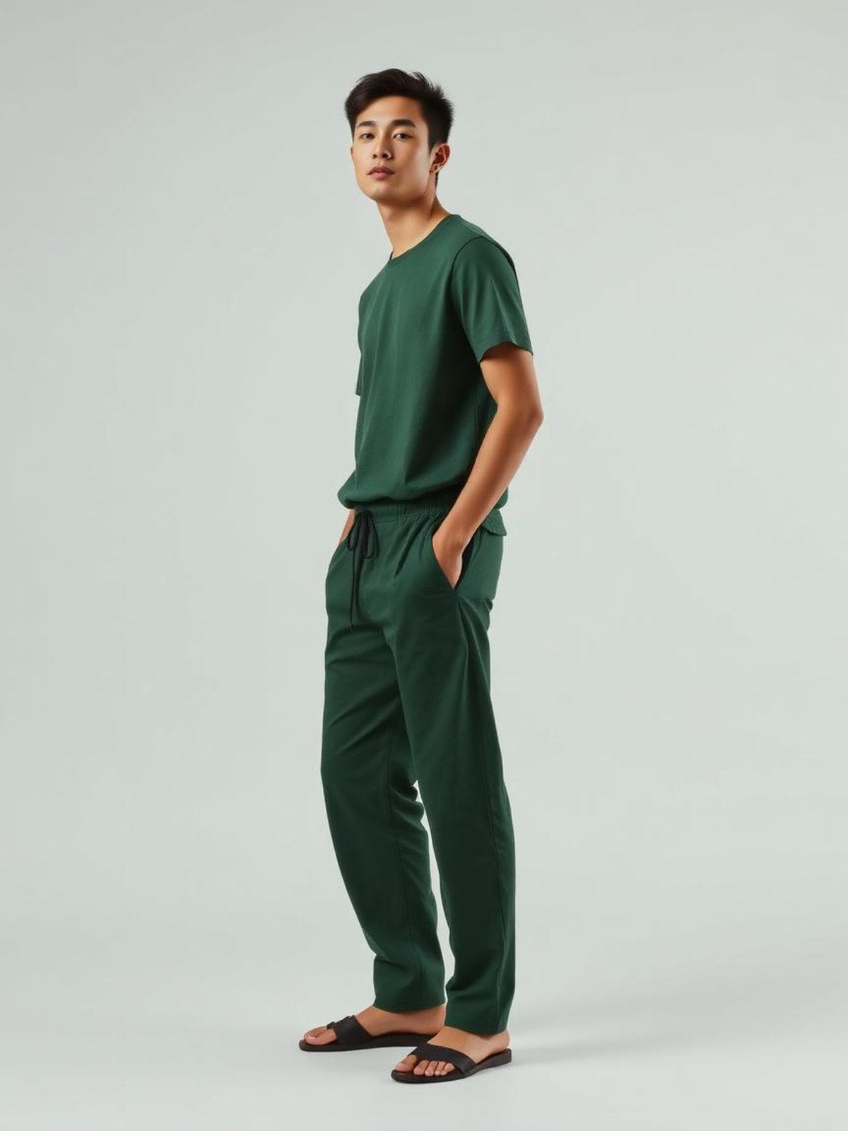 Forest Drawstring Linen Trousers