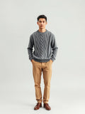 Grey Cable Knit Sweater — Grey