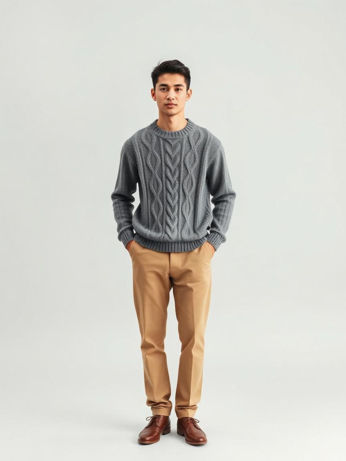 Grey Cable Knit Sweater — Grey