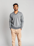 Grey Lightweight V-Neck Sweater — Grey