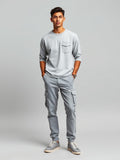 Grey Melange Cargo Utility Trousers