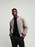 Grey Melange Faux Suede Bomber Jacket