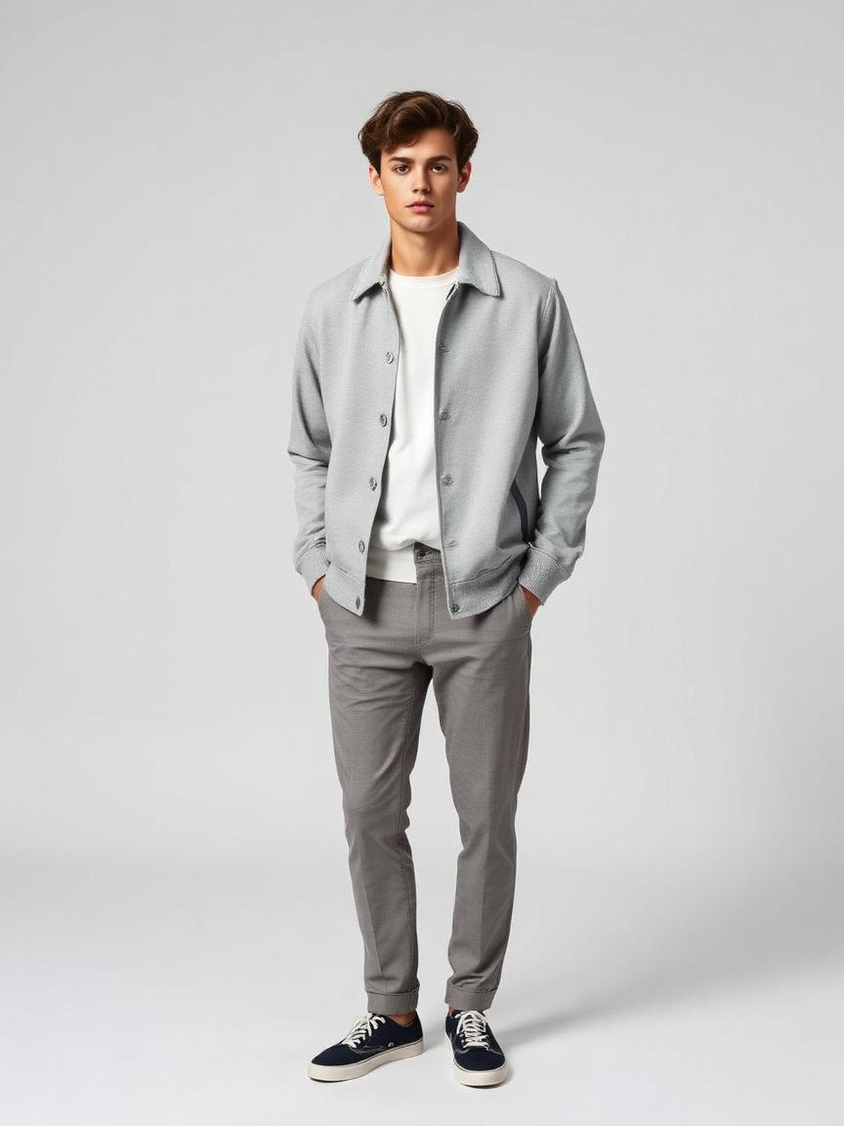 Grey Melange Harrington Jacket