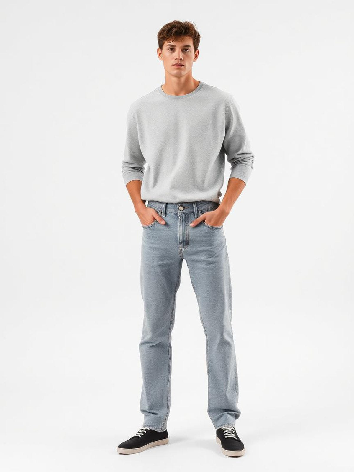 Grey Melange Loose Fit Carpenter Jeans