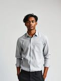 Grey Melange Oxford Button-Down Shirt