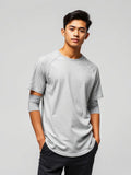 Grey Melange Raglan Baseball Tee