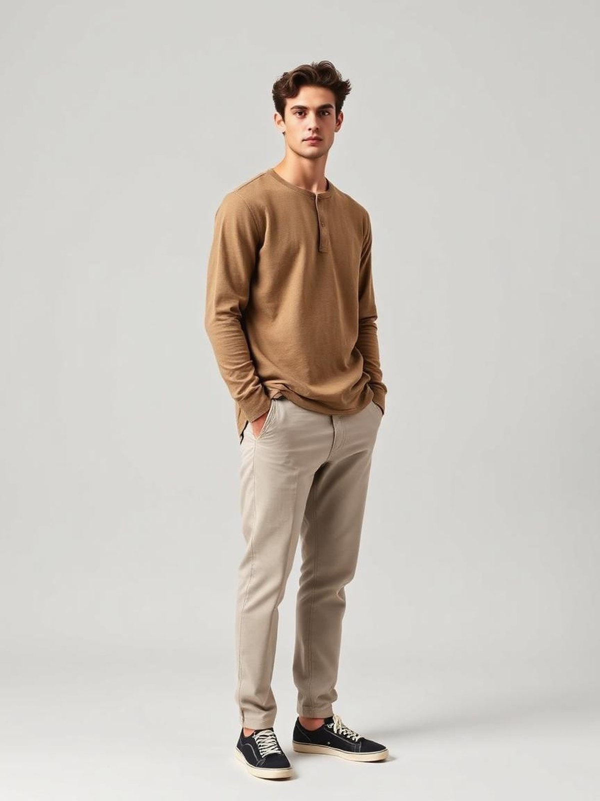Henley Long Sleeve — Khaki