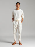 Ivory Drawstring Linen Trousers