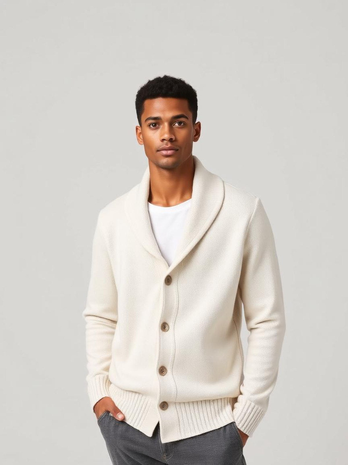 Ivory Shawl Collar Cardigan