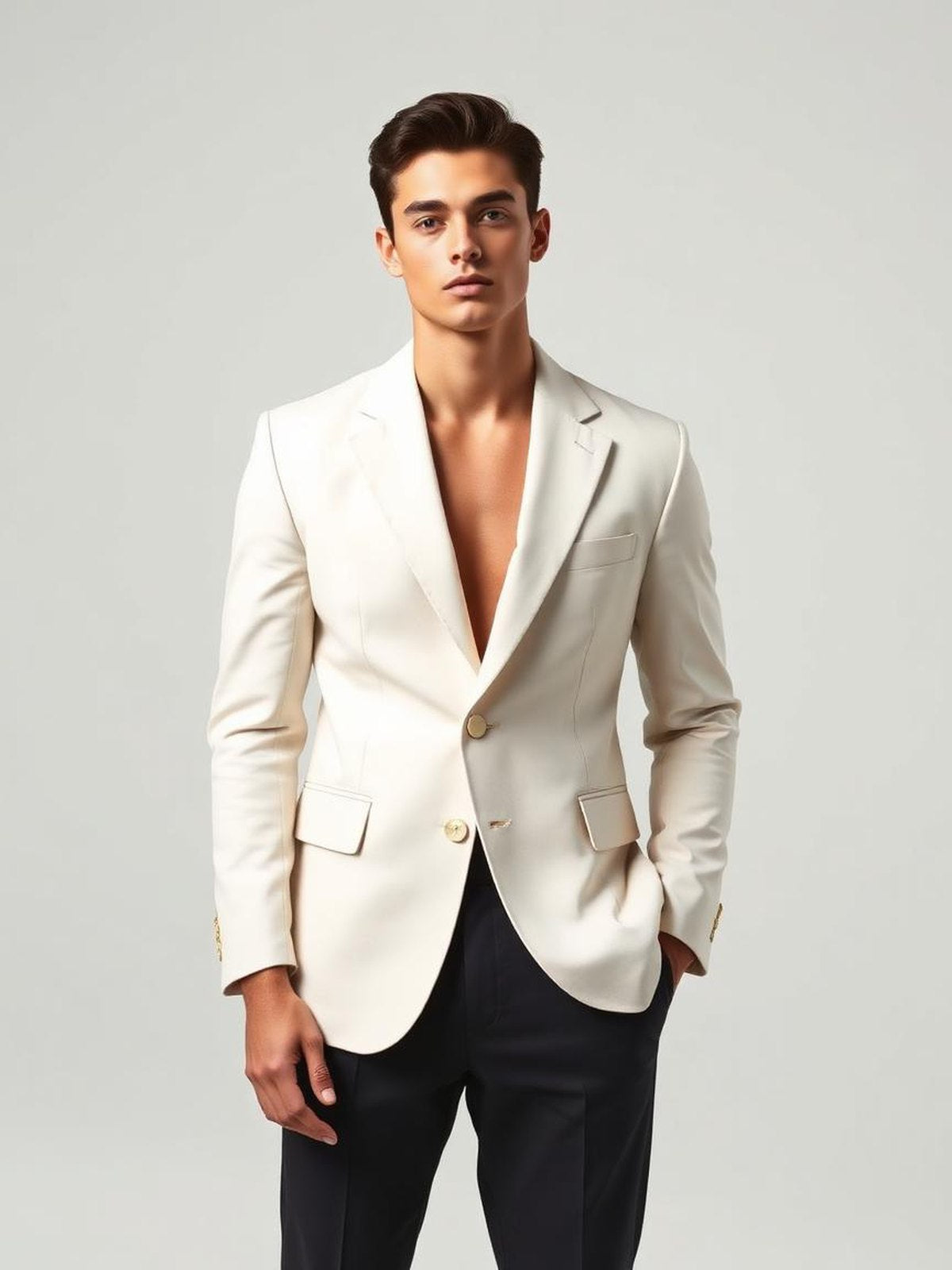 Ivory Single Breasted Suit Blazer