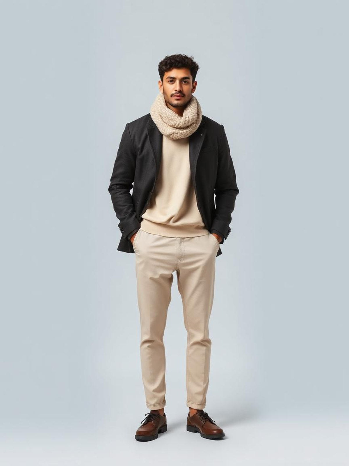 Knitted Scarf — Beige
