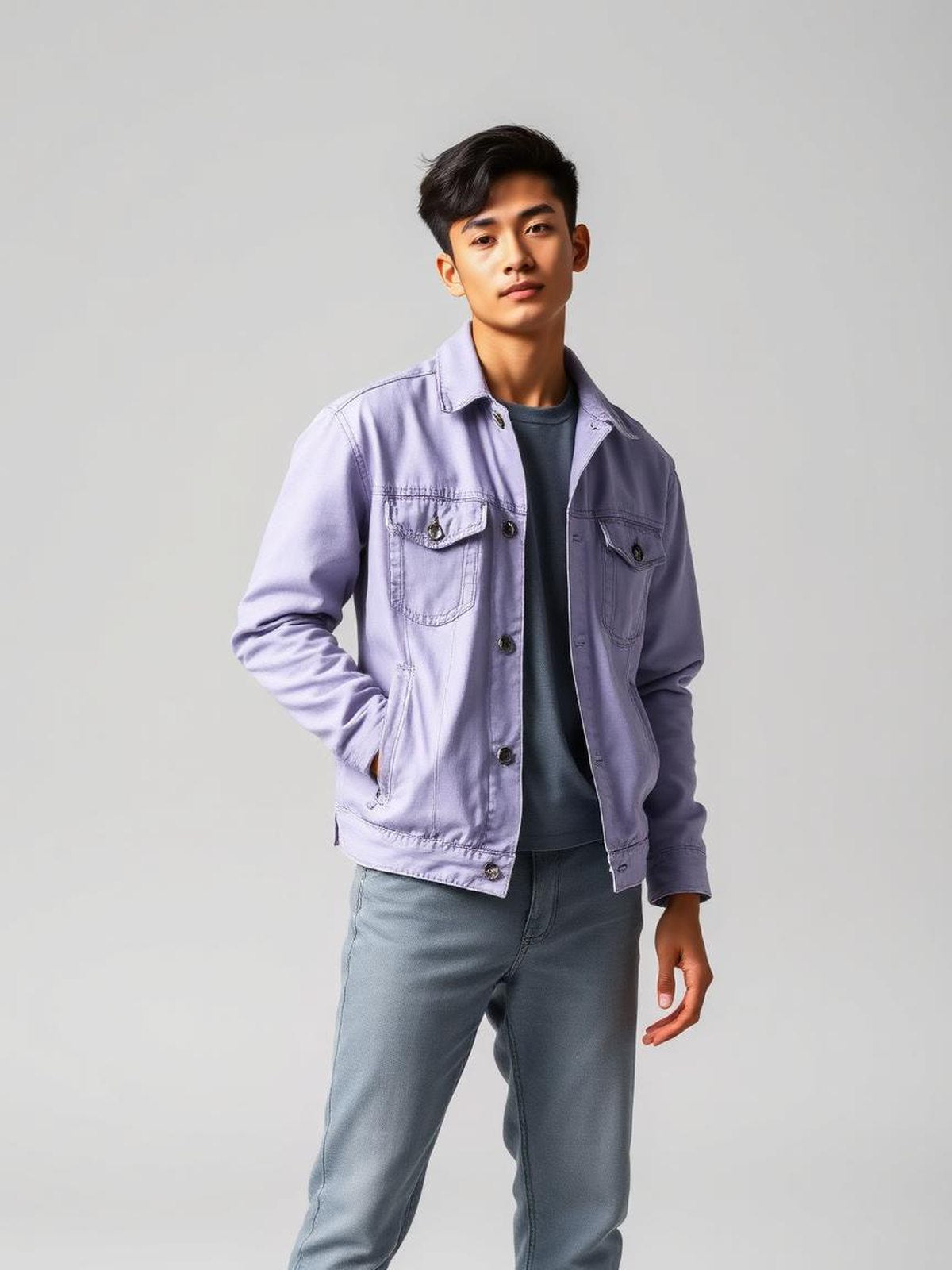 Lavender Denim Trucker Jacket
