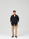 Linen Camp Collar Shirt — Black