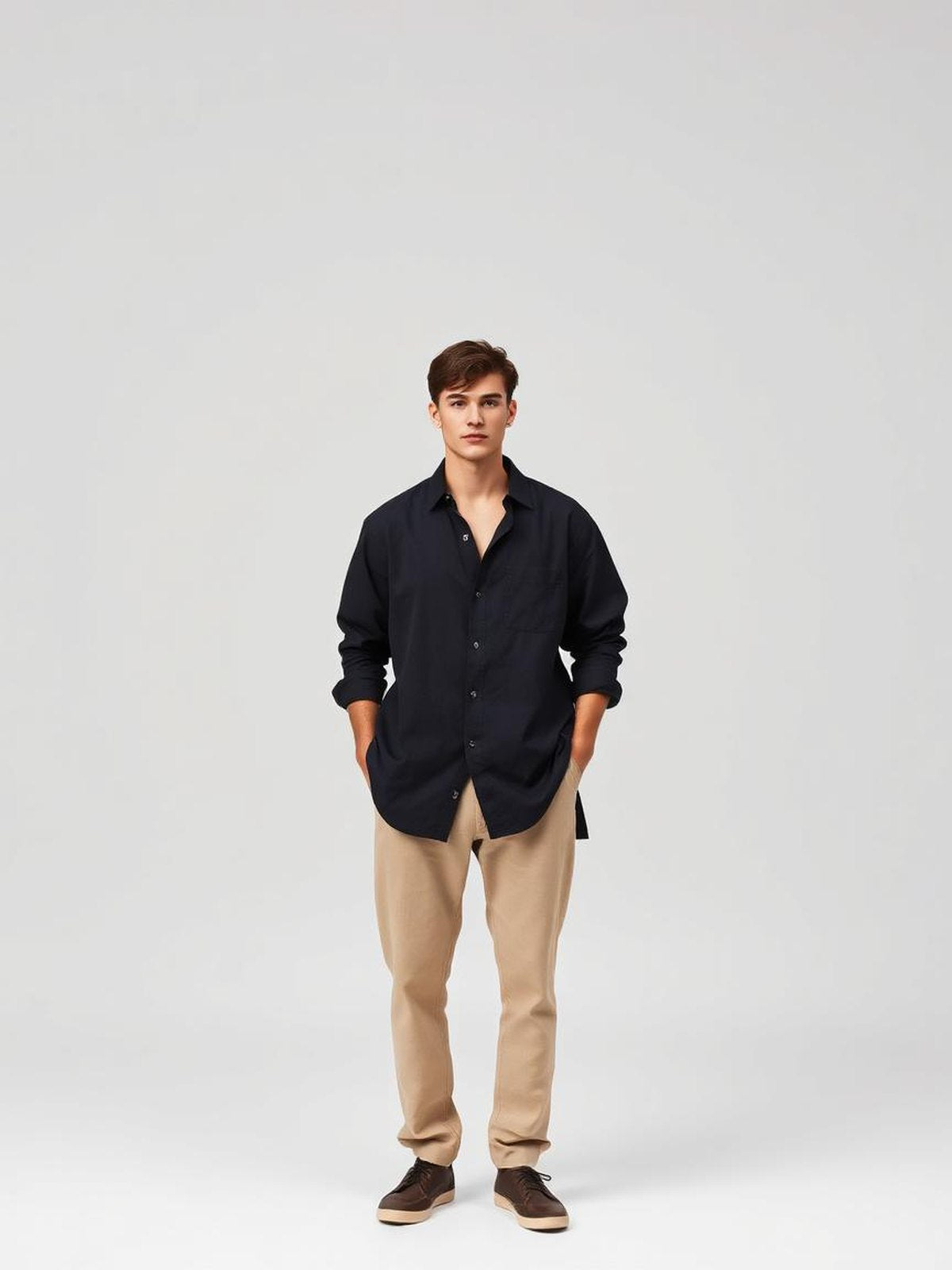 Linen Camp Collar Shirt — Black