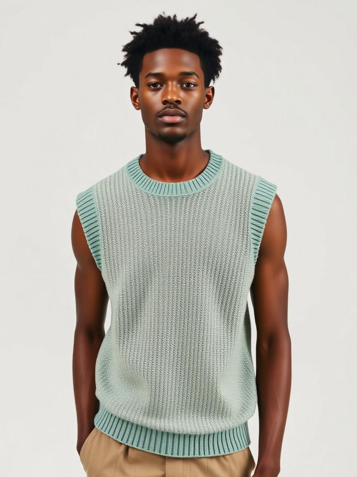 Mint Textured Knit Sweater Vest