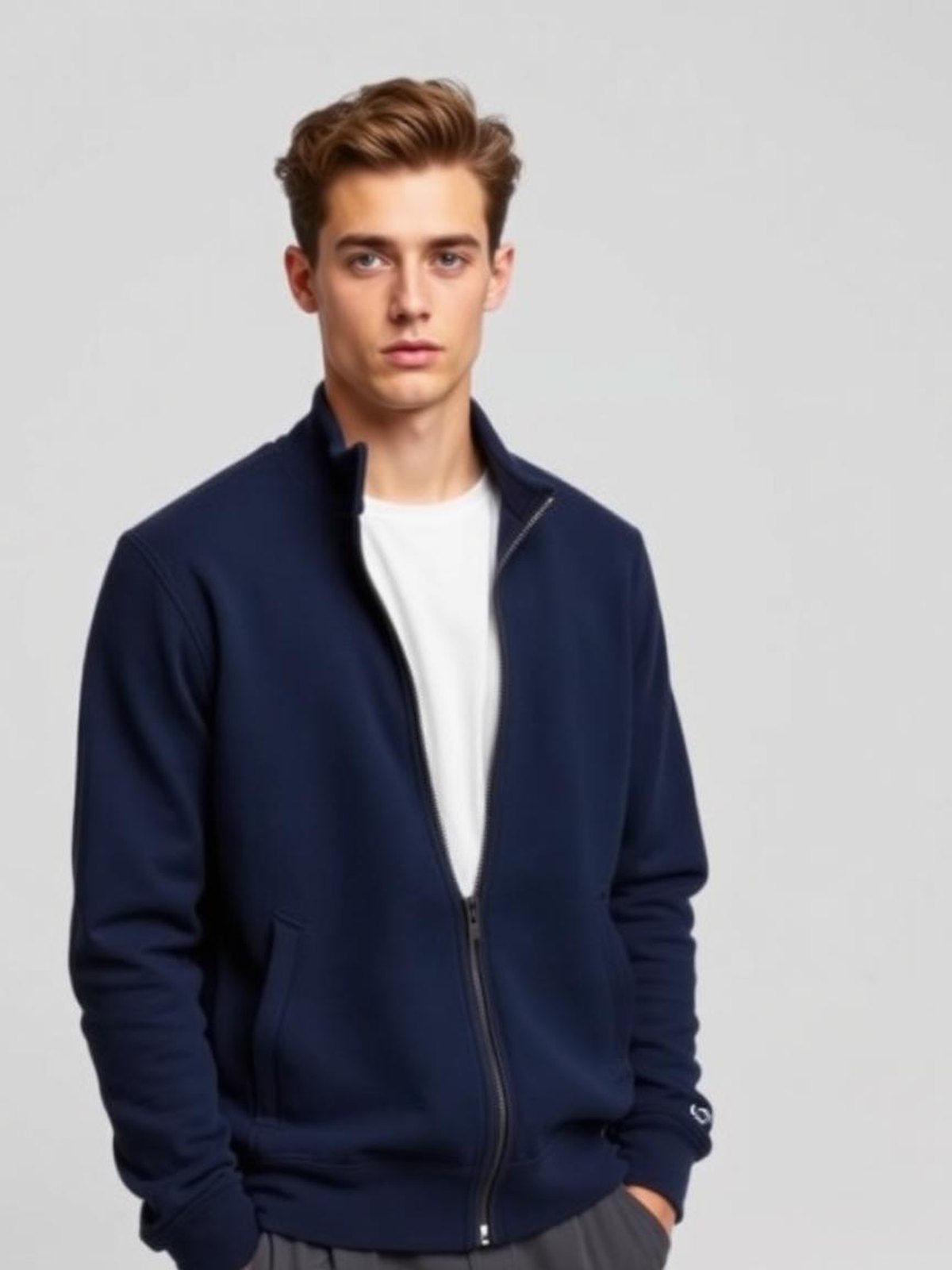 Navy Fleece Zip Jacket