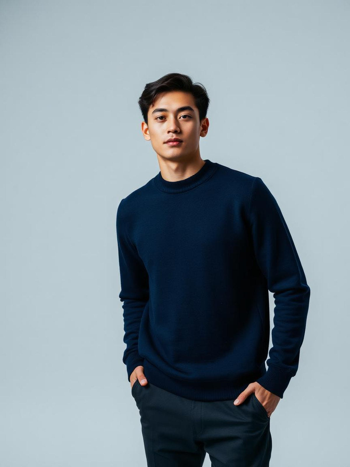 Navy Merino Crew Neck Sweater