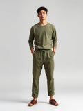 Olive Drawstring Linen Trousers