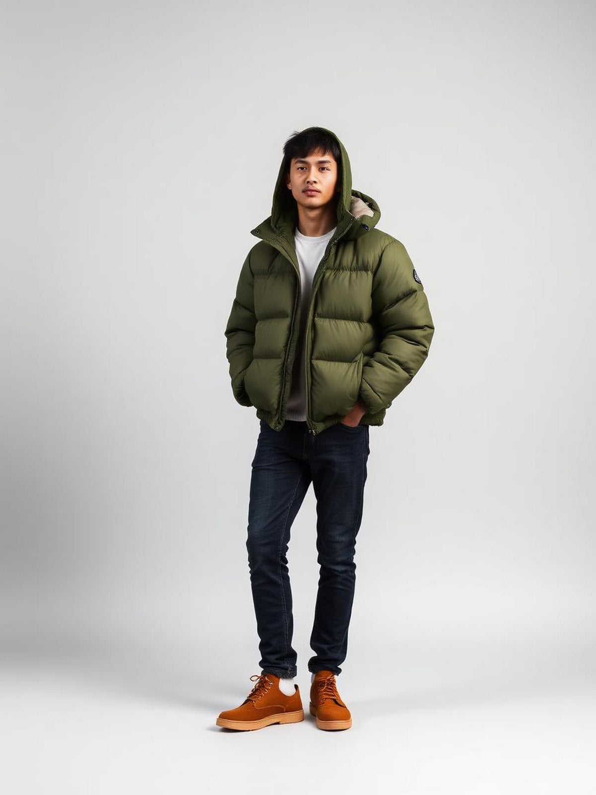 Olive Hooded Puffer Jacket