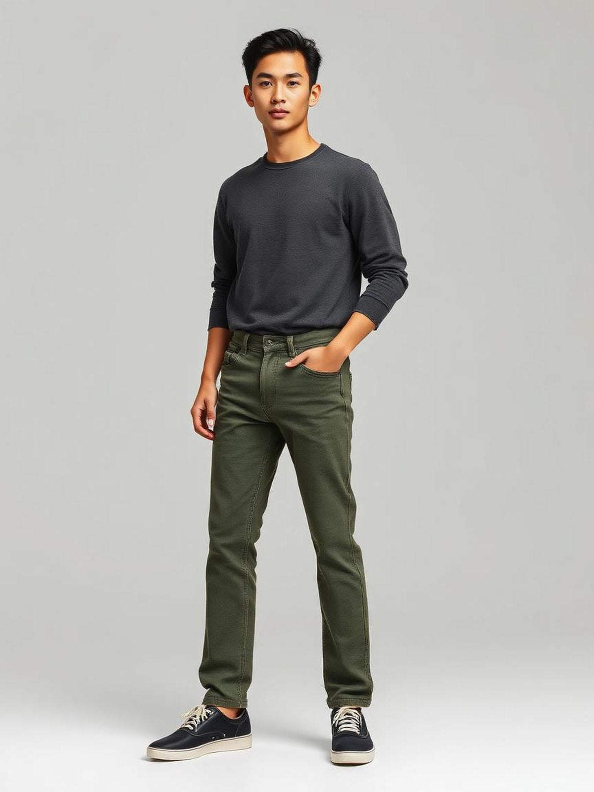 Olive Selvedge Straight Jeans