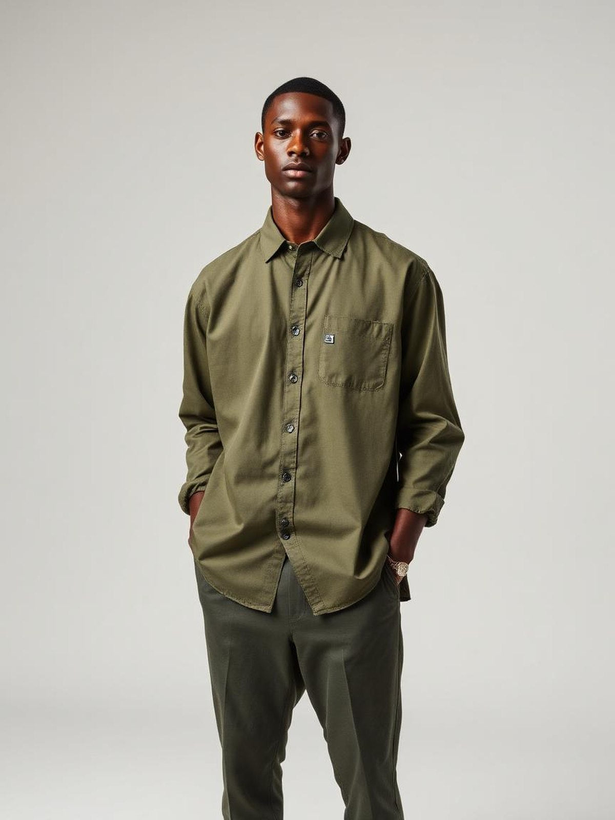 Olive Twill Overshirt