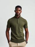 Olive Zip Neck Polo