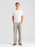 Pleated Wide Trousers — Stone