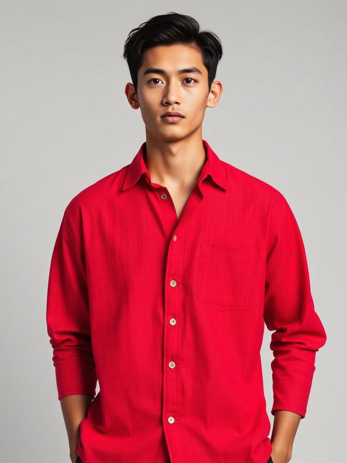 Red Linen Resort Shirt