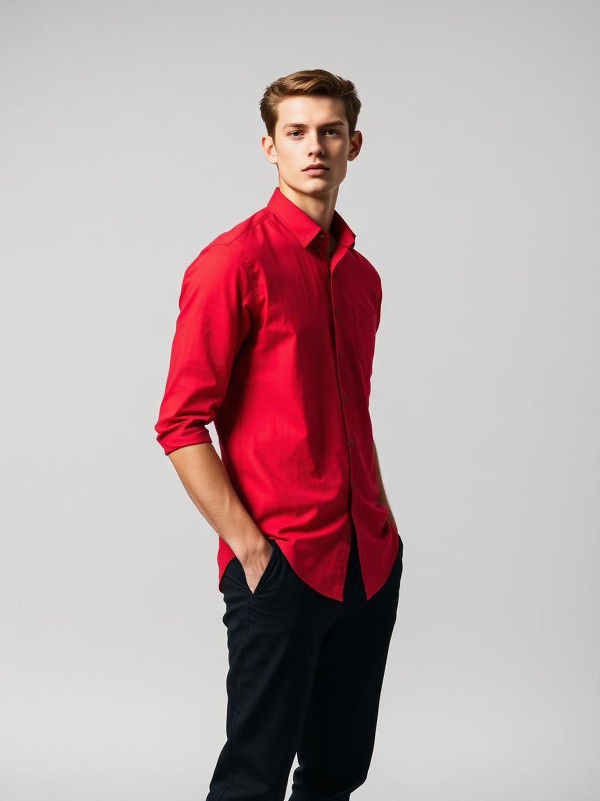 Red Oxford Button-Down Shirt