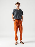 Rust Drawstring Linen Trousers