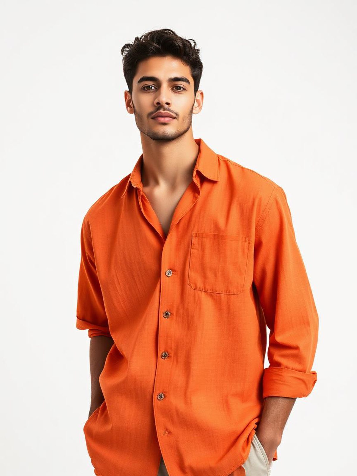 Rust Linen Resort Shirt